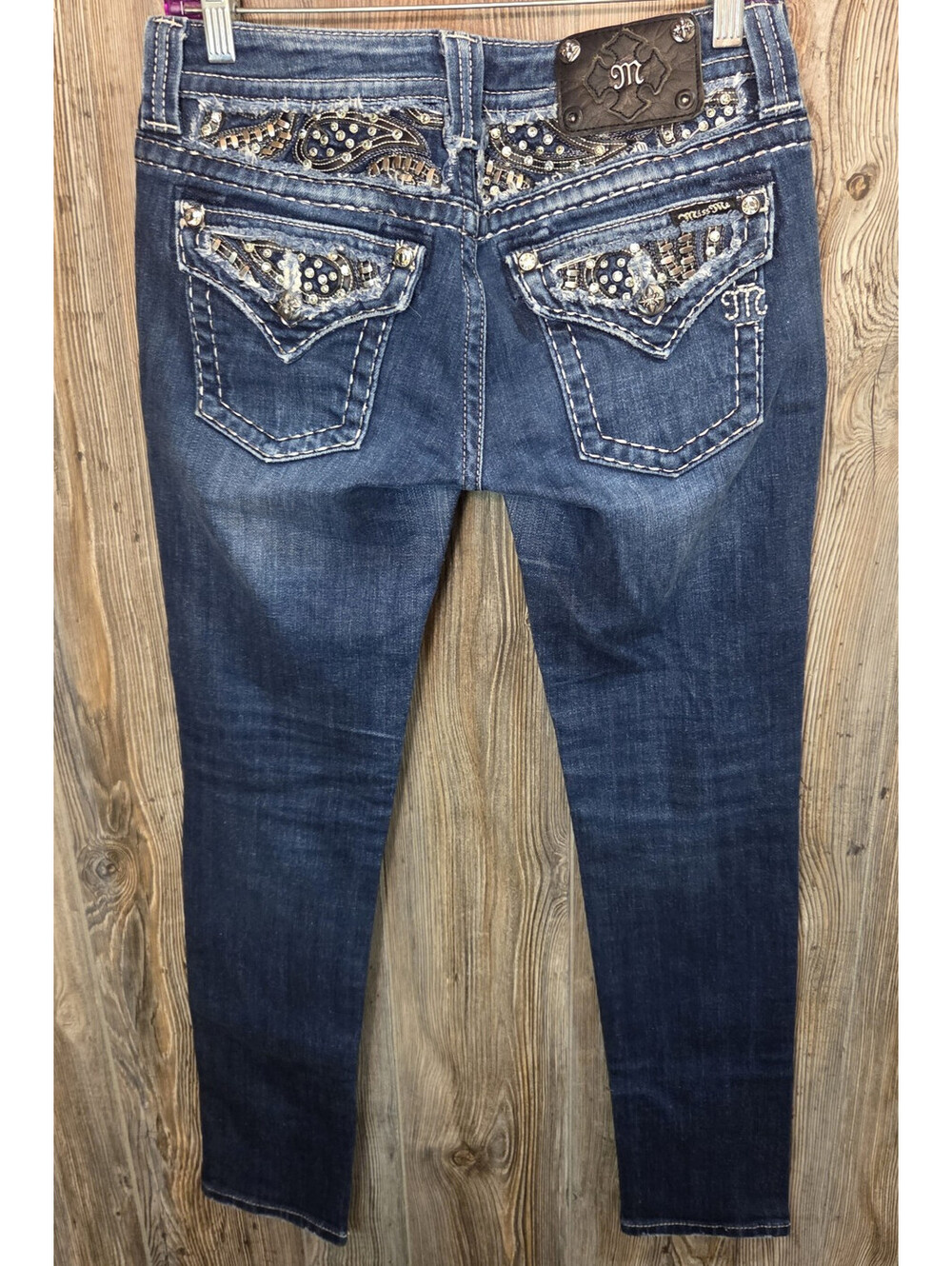 Miss Me Denim Blue Jean Wmn Sz 28 (30x31) Skinny JE606353R Studded Accent Buckle